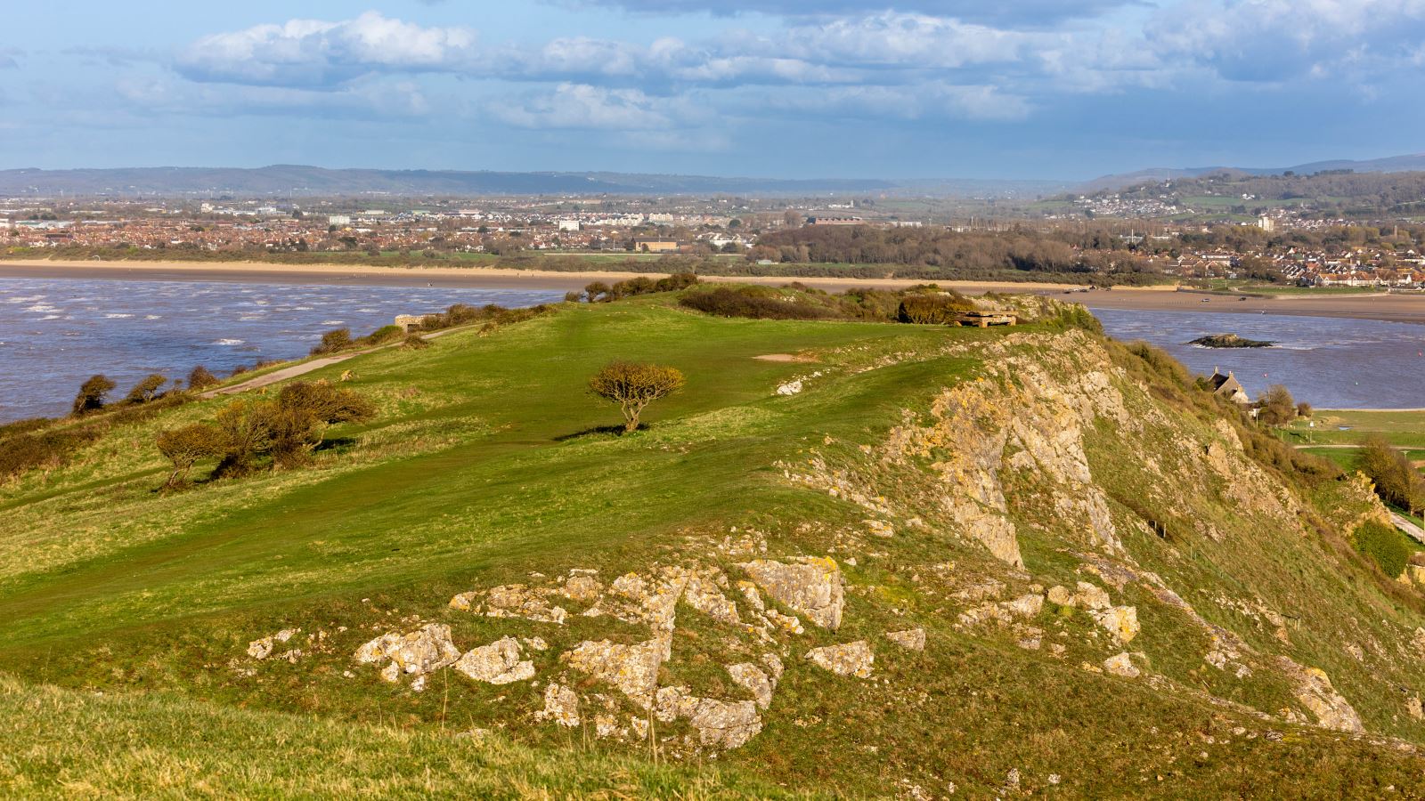 View of a headland with sea on either side