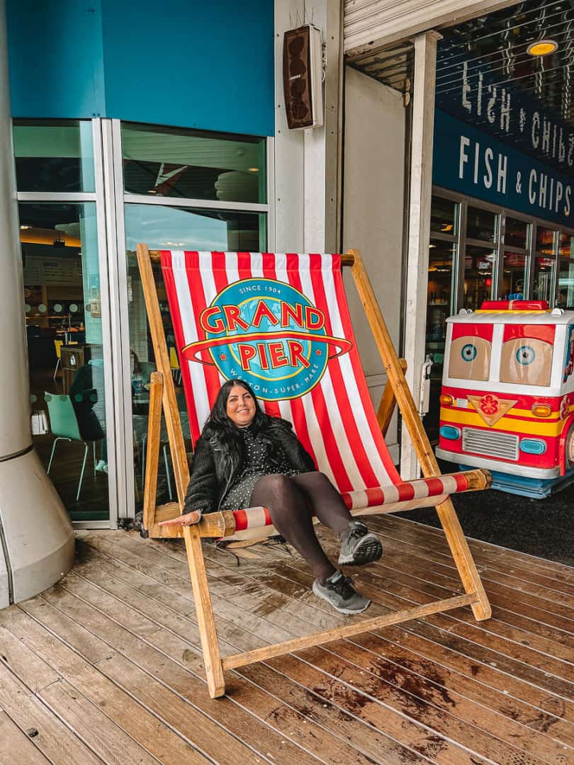 Giant deckchair on the Grand Pier